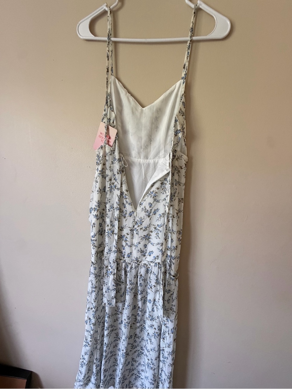 Hello Molly White Maxi Dress with Blue Floral Print